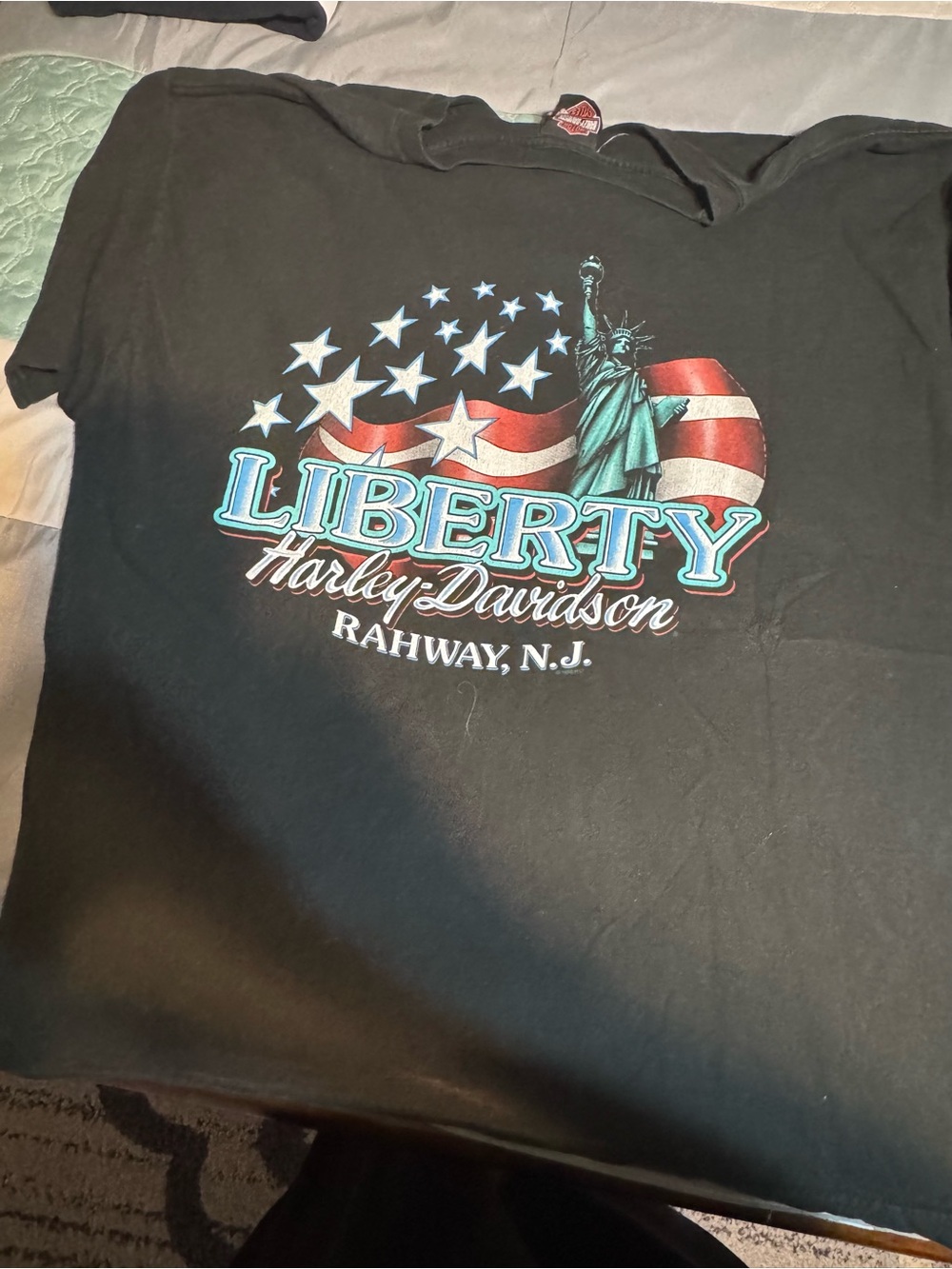 Harley-Davidson Black Tee with Patriotic Liberty Graphic
